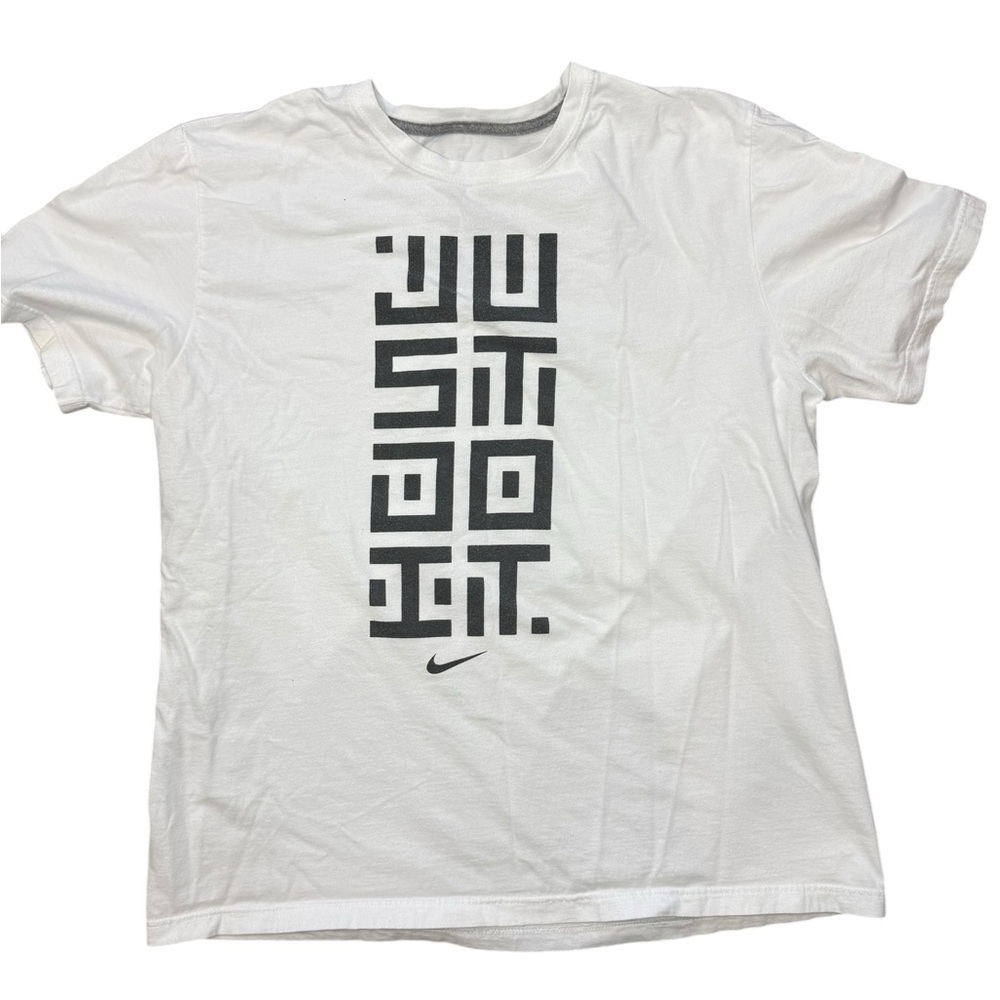 Nike White Tee with Black Geometric Design